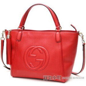 Gucci Soho Leather Tote Bag Tassel Interlocking GG Red Calfskin Fringe